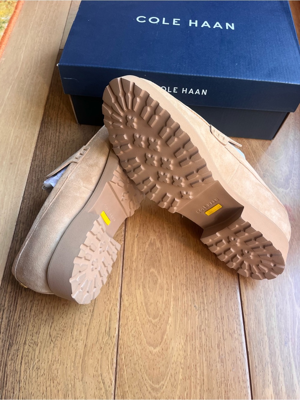 NIB Cole Haan Women's Gwendolyn Penny Loafers Tuscan Sand Suede Size 8 W33065 - Picture 6 of 7